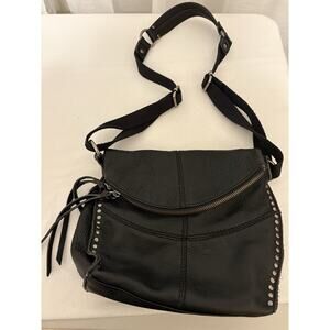 The Sak Crossbody Bag Purse Silverlake Leather Studded Fringe Biker Saddlebag